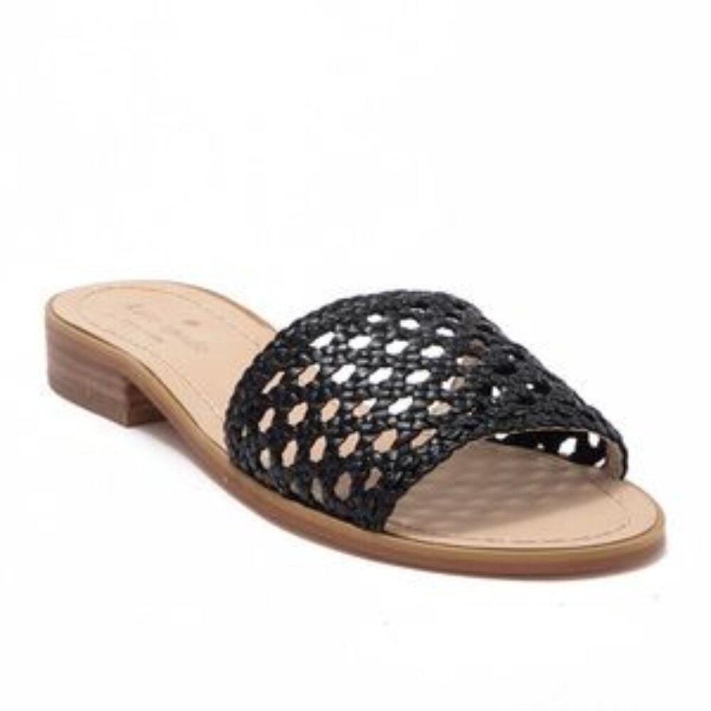 LIKE NEW! Kate Spade "Berlin" Black Woven Leather Sandals Size 8